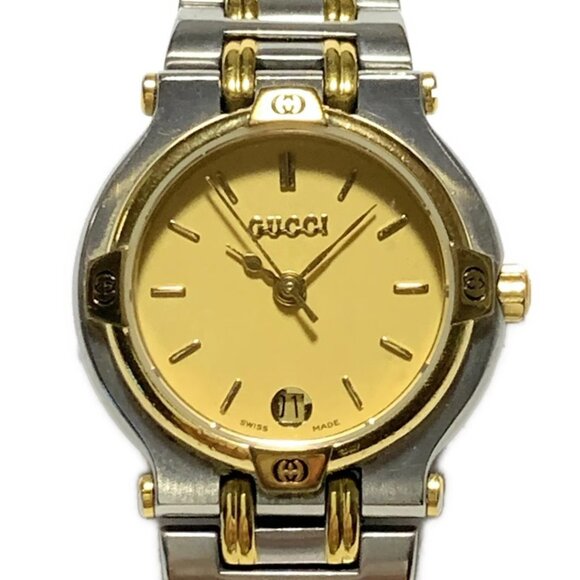 Auth GUCCI - 9000L 0****** Silver Gold Women's Wrist Watch - Picture 1 of 5